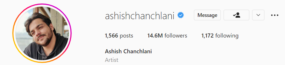 Ashish Chanchlani Instagram Aflence