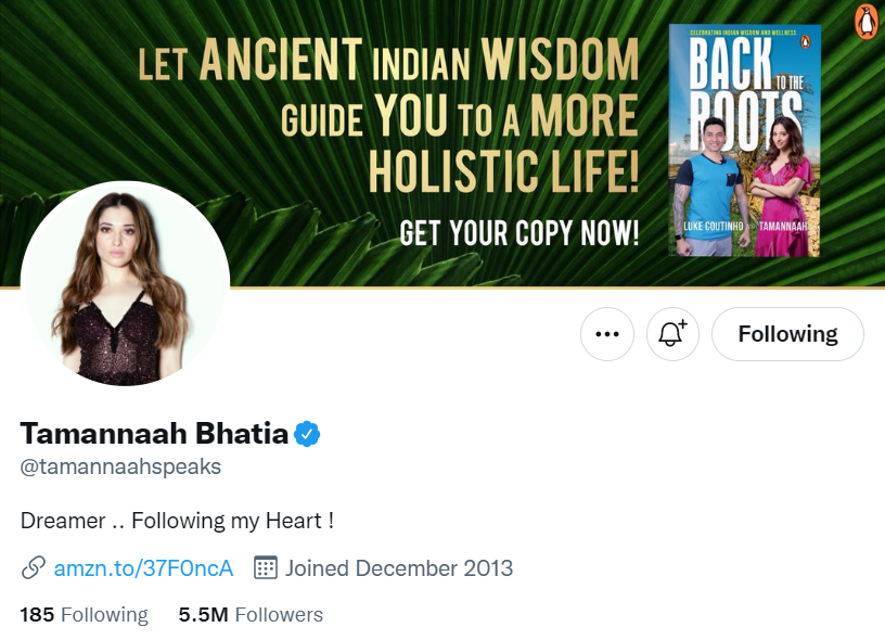 Tamanna Bhatia Twitter Aflence