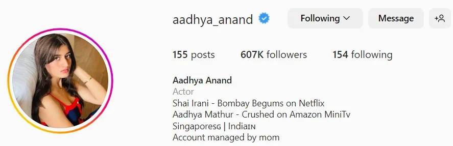  Aadhya Anand Instagram