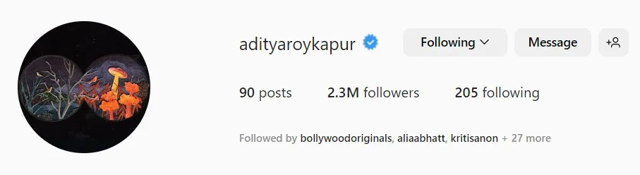 Aditya Roy Kapoor Instagram