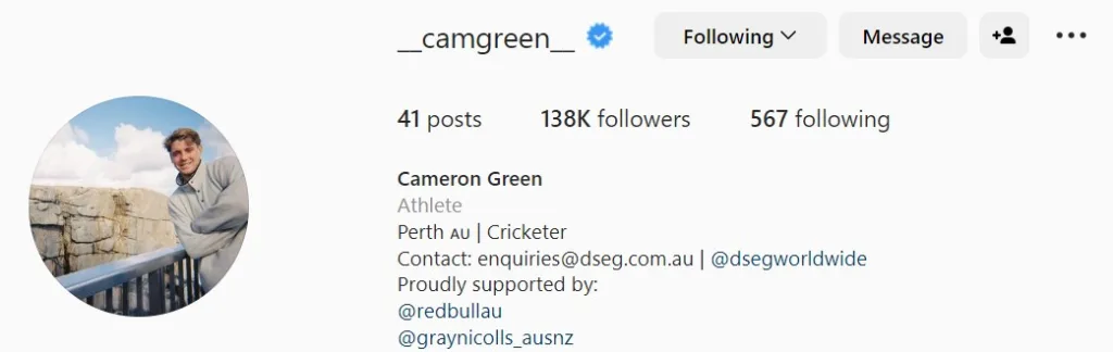 Cameron Green Instagram