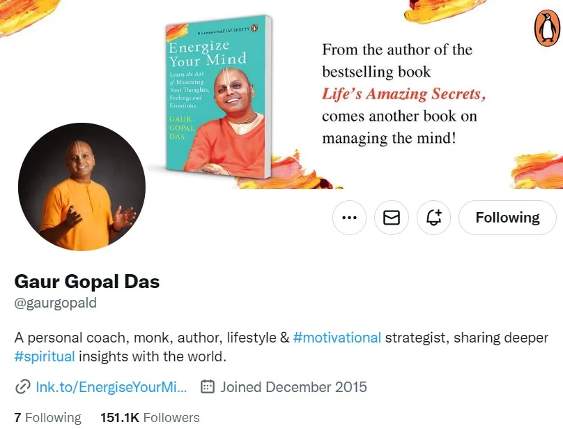 Gaur Gopal Das Twitter