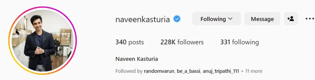 Naveen Kasturia Instagram