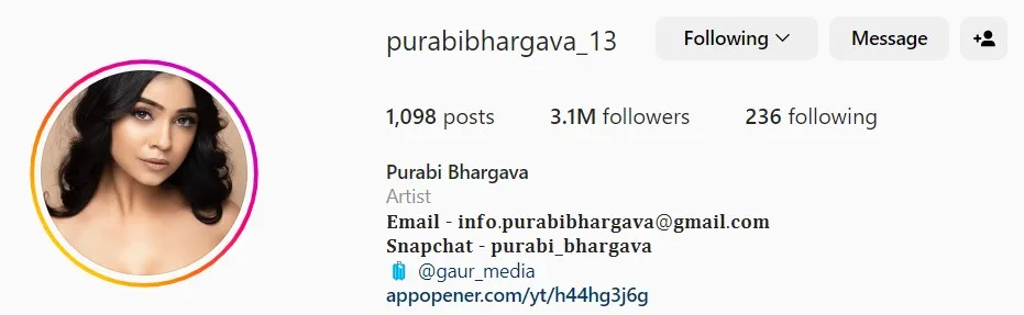 Purabi Bhargava Instagram jpg