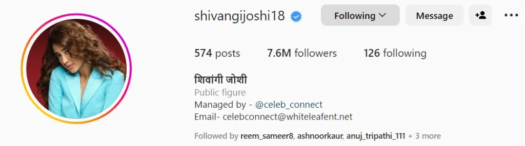 Shivangi Joshi Instagram