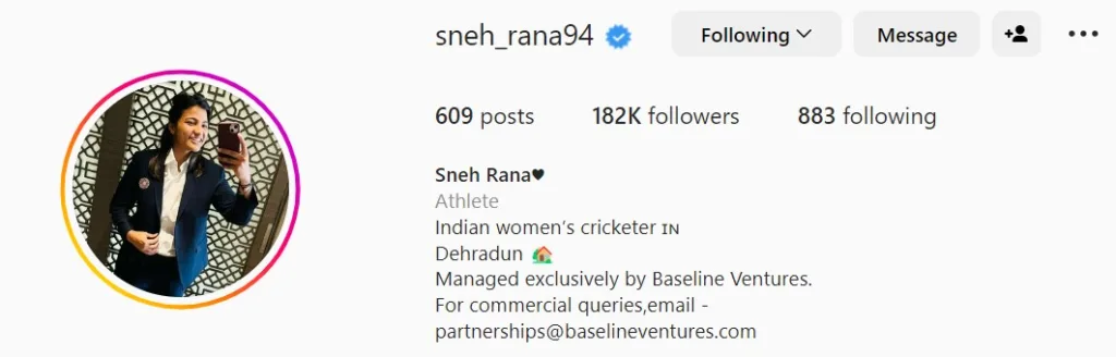 Sneh Rana Instagram
