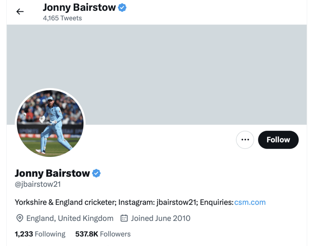 Jonny Bairstow Twitter