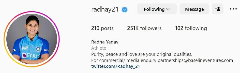 Radha Yadav Instagram jpg