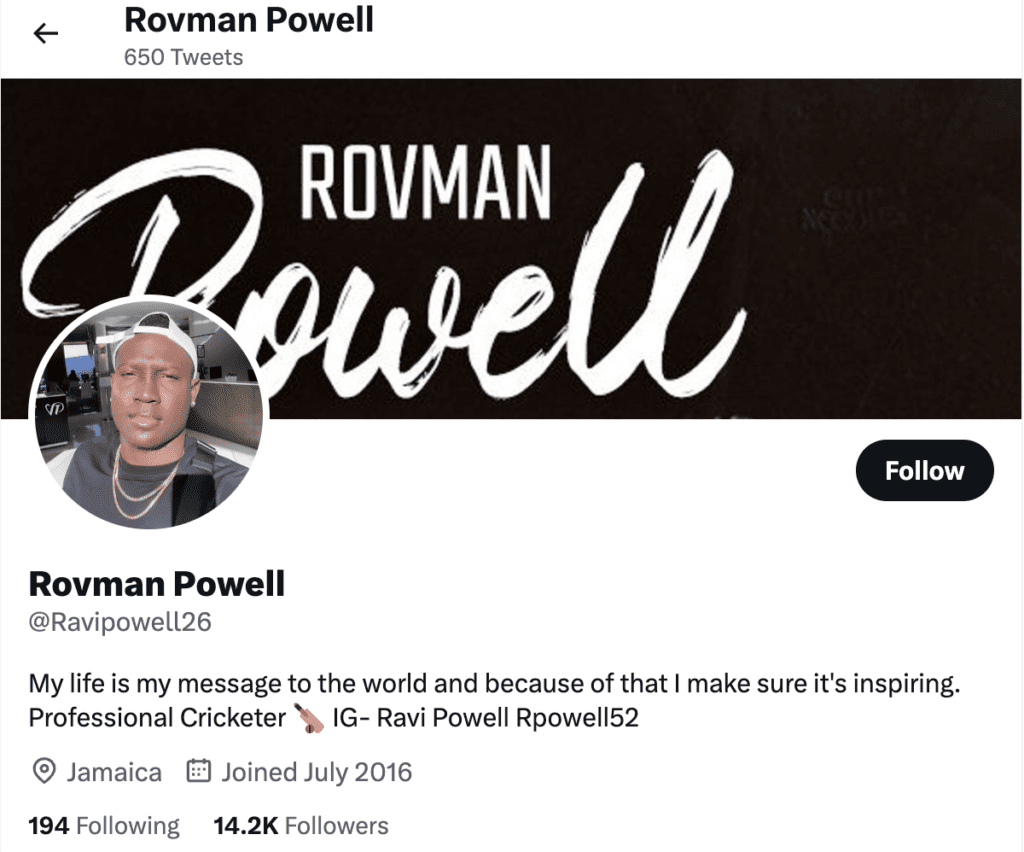 Rovman Powell Twittter