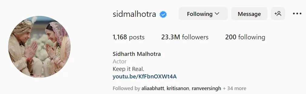 Siddharth Malhotra Instagram jpg