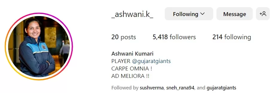 Ashwani Kumari Instagram jpg