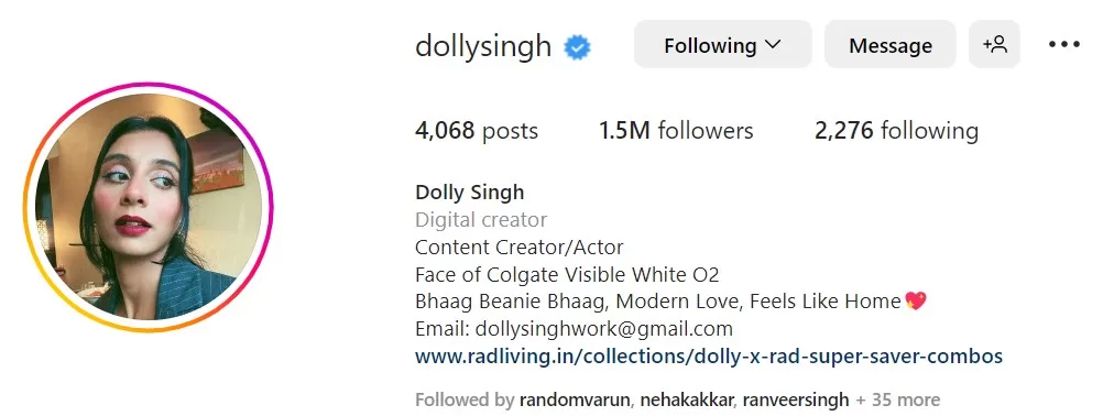Dolly Singh Instagram