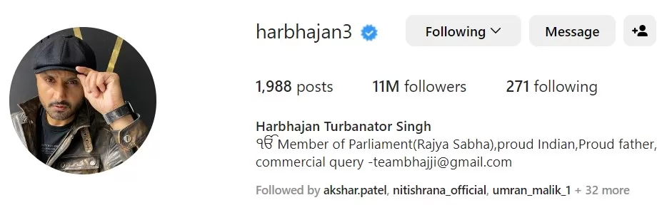 Harbhajan Singh Instagram jpg
