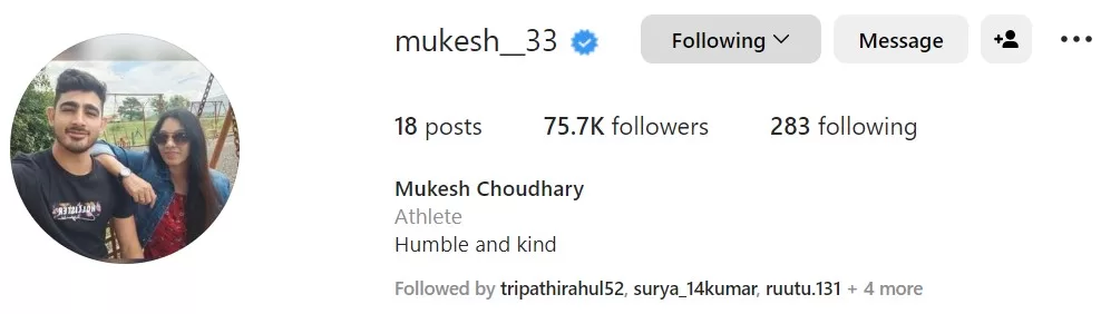 Mukesh Choudhary instagram