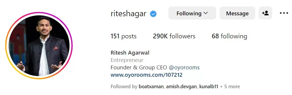 Ritesh Agarwal instagram