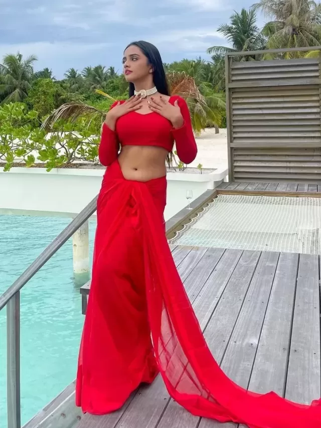 Nisha Guragain’s red saree avatar: A fusion of elegance and style !